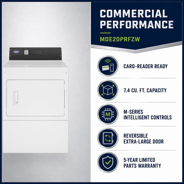Maytag Commercial 7.4 Cu. Ft. Card-Reader-Ready Electric Dryer - White-3