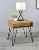 Coaster® Fanning Golden Oak End Table with Black Hairpin Leg-1