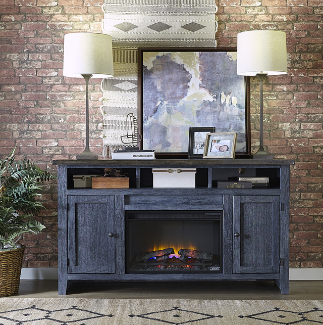 aspenhome® Eastport Malta Blue 65" Fireplace Console-2