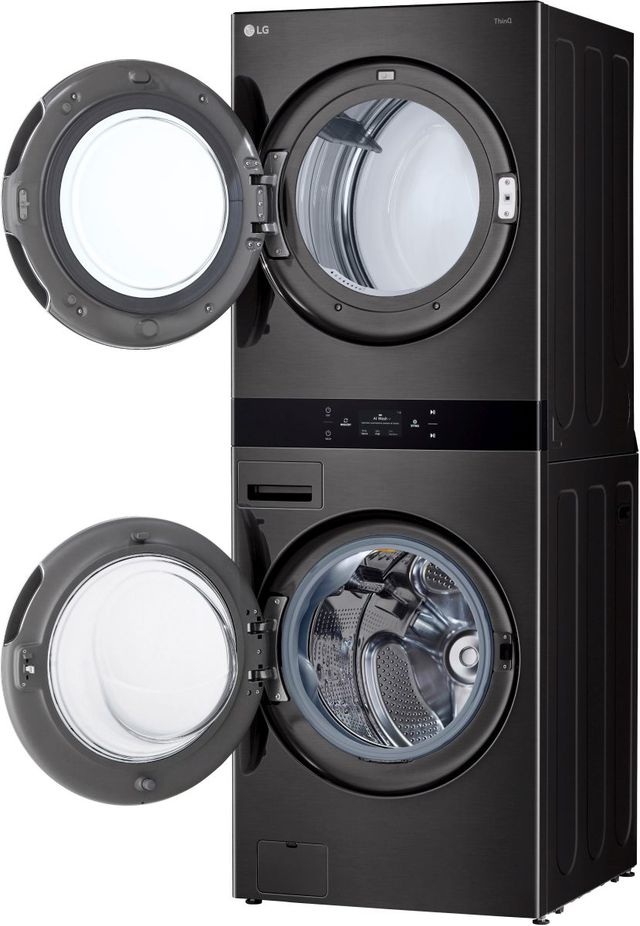 LG Black Steel Electric Laundry Center, 5.8 Cu. Ft. Washer and 7.4 Cu. Ft. Dryer Set-1