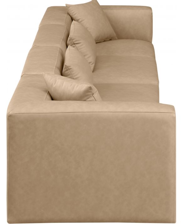 Meridian Furniture Cube 4-Piece Tan Leather Modular Sofa-3