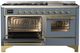 Ilve® Majestic III 60" Blue Grey Freestanding Dual Fuel Liquid Propane Range with Triple Glass Door and Brass Trim-2