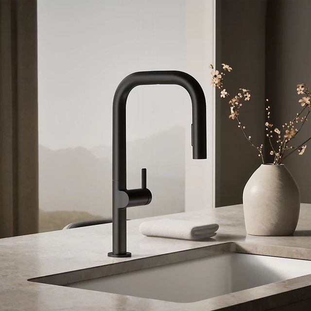 KOHLER® Components® Matte Black 18" Touchless Kitchen Sink Faucet with 2-Function Sprayhead-1