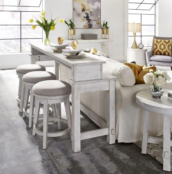 Liberty Furniture Modern Farmhouse 4-Piece Flea Market White/Gray Console Bar Set-1