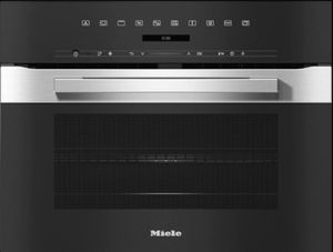 Front view of the Miele 24" Clean Touch Steel Electric Speed Oven
