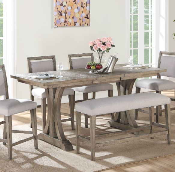 Winners Only® Xena Gray Dining Bench-1