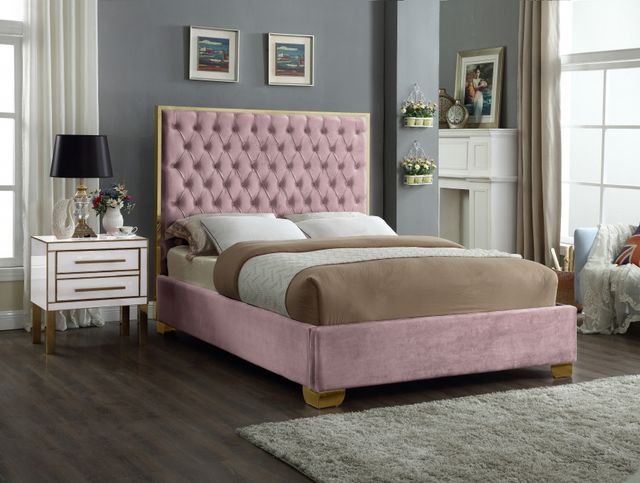 Meridian Furniture Lana Pink King Upholstered Panel Bed-3