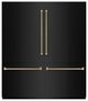 ZLINE Autograph Edition 72" 39.6 Cu. Ft. Black Stainless Steel French Door Built-In Bottom Freezer Refrigerator with Water Dispenser and Ice Maker in Graphite Gray Interior and Champagne Bronze Helix Handles-0