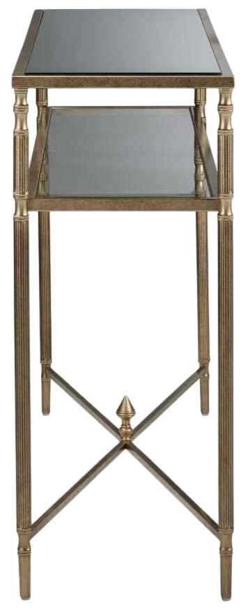 Signature Design by Ashley® Cloverty Glass Top Sofa Table with Aged Gold Base-2