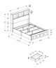 Monarch Specialties Inc. Rustic Oak Queen Bookcase Bed with 2 Drawers-2