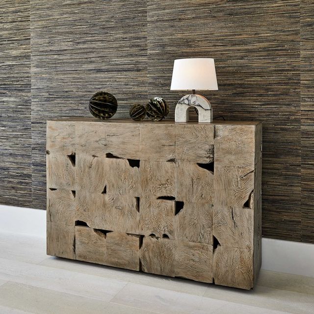 TEAK TAC TOE CONSOLE TABLE
