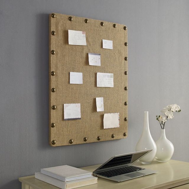 Linon Burlap Brown Corkboard -4