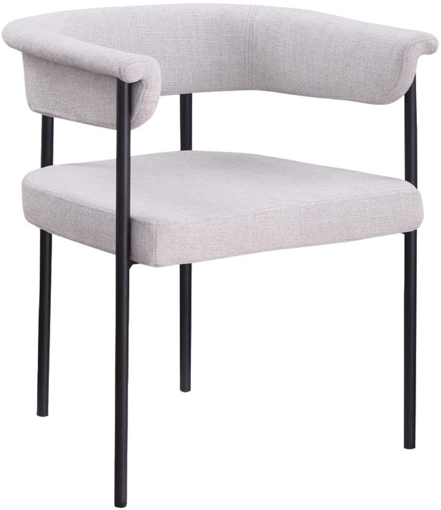 Meridian Furniture Malin Gray Linen Textured Upholstered Dining Arm Chair-0