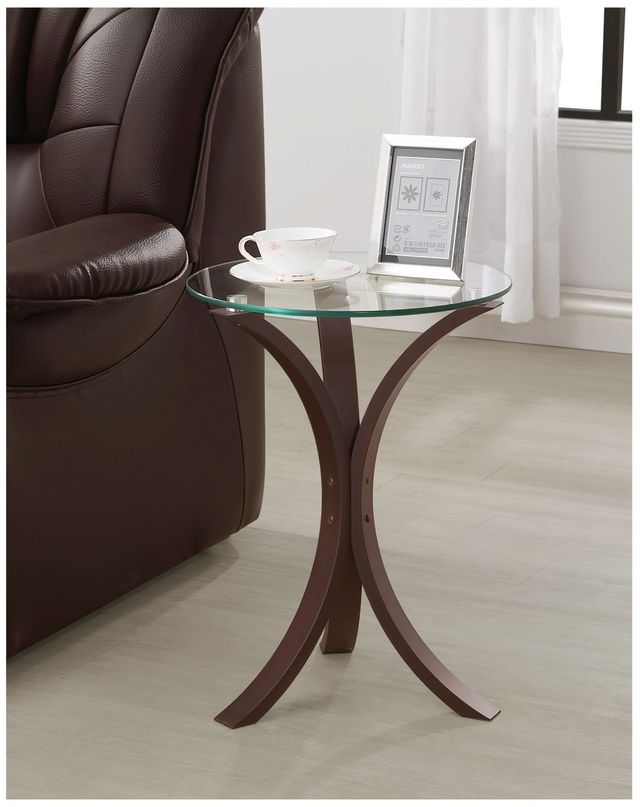 Coaster® Edgar Glass Top Round Accent Table with Cappuccino Legs-1
