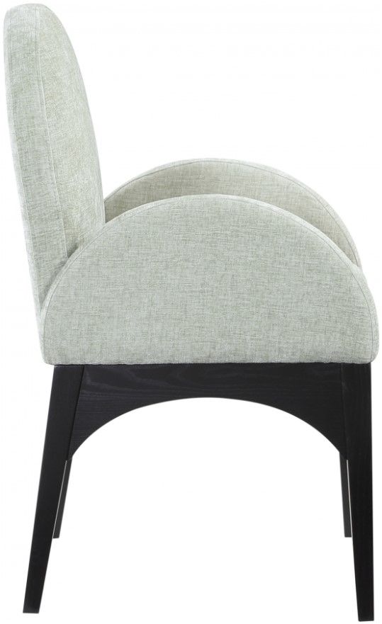 Meridian Furniture Waldorf Mint/Black Chenille Upholstered Dining Arm Chair-2