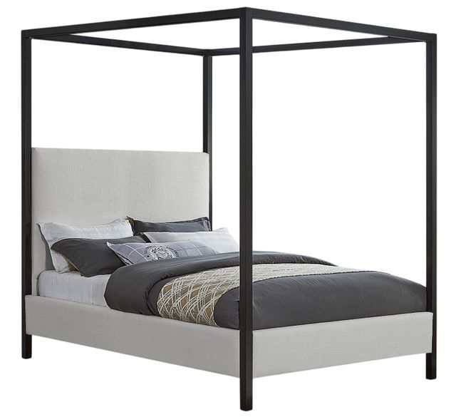 Meridian Furniture James Cream Queen Upholstered Canopy Bed-0