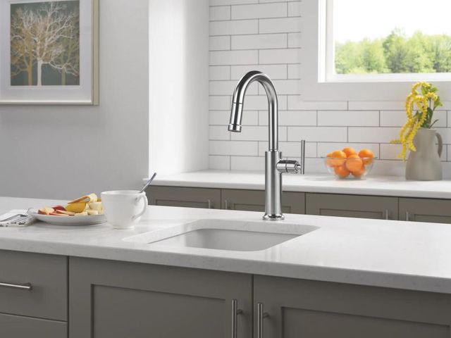 Delta Altado™ Arctic Stainless Single Handle Pull-Down Bar Kitchen Faucet-1