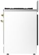 Ilve® Majestic III 30" White Pro Style Dual Fuel Liquid Propane Range with 5 Black Brass Burners and Brass Trim-2