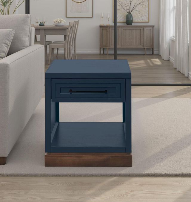 Legends Home Nora Blue Denim End Table with Whiskey Base-1