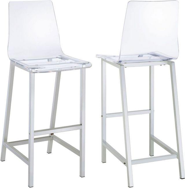 Coaster® Juelia 2-Piece Chrome/Acrylic Bar Stools