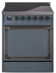 Ilve® Nostalgie II Noblesse 30'' Blue Gray Pro Style Induction Range with Burnished Trim-0