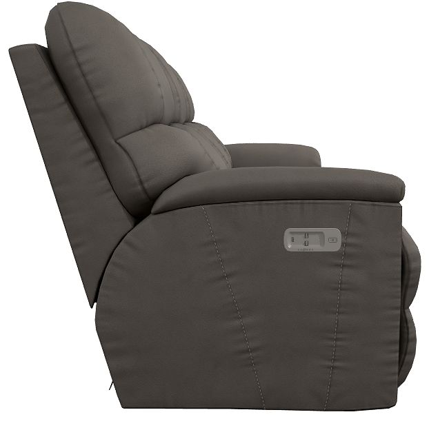 La-Z-Boy® Trouper Gray Leather Power Reclining Sofa with Headrest-3