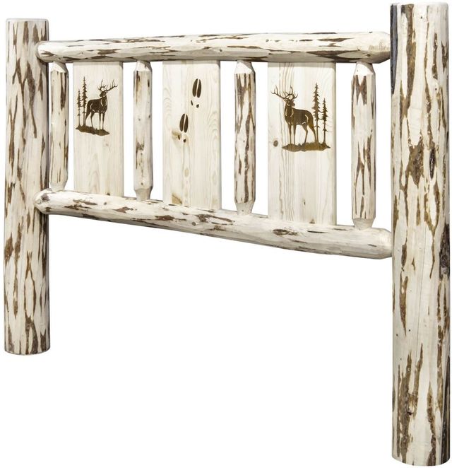 Montana Woodworks® Montana Collection Ready to Finish California King Headboard with Laser Engraved Elk Design-2