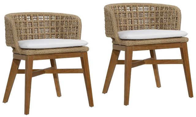 Dovetail Furniture Keith Ivory/Natural Rope/Teak Outdoor Dining Chair-2