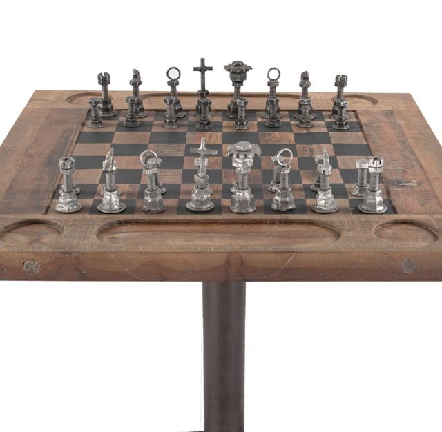 Home Trends & Design Eiffel Natural Patina Chess Bistro Table-2