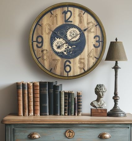 YHD Black/Gold Carved Gear Clock-1