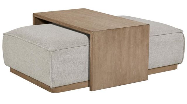 Bernards Trilogy Gray Ottoman with Tray Table-0