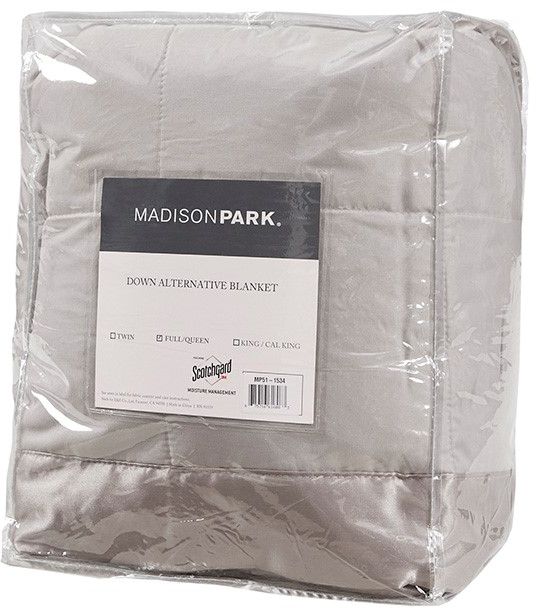 Olliix by Madison Park Grey All Season Hypoallergenic Microfiber Down Alternative Full/Queen Windom Blanket-2