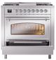 Ilve® Nostalgie II Noblesse 36'' Stainless Steel Pro Style Dual Fuel Range with Chrome Trim-3