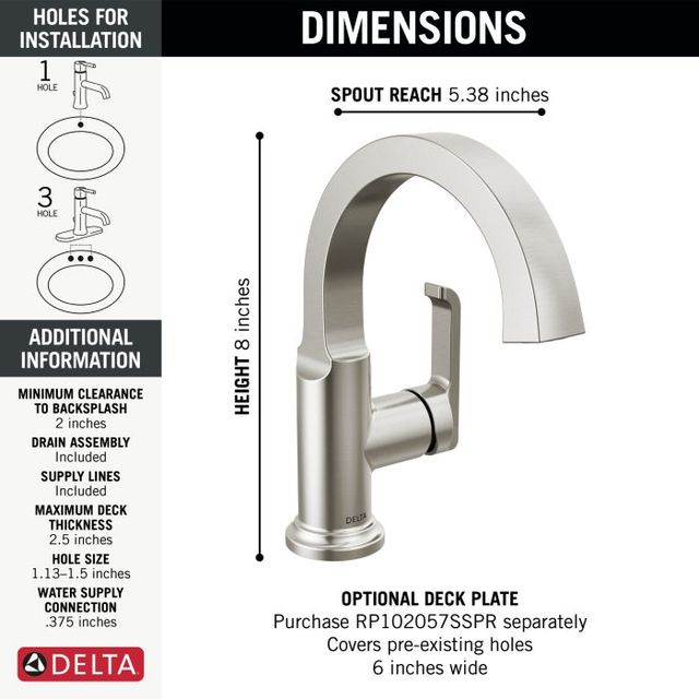 Delta Tetra™ Lumicoat® Stainless Single Handle Bathroom Faucet-1