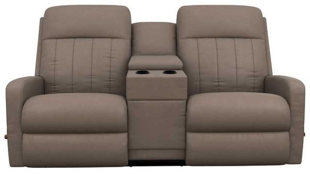 La-Z-Boy® Finley Stone Leather Manual Wall Reclining Loveseat with Console-1