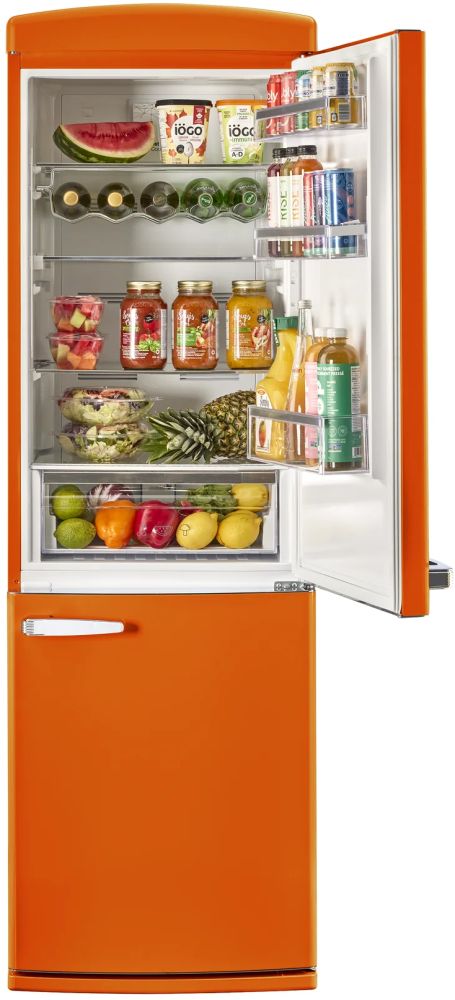Unique® Appliances Classic Retro 24" 11.7 Cu. Ft. Orange Creamsicle Counter Depth Bottom Freezer Refrigerator-2