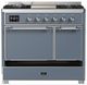 Ilve® Majestic III 40" Blue Gray Pro Style Dual Fuel Natural Gas Range with Solid Door and Chrome Trim-2