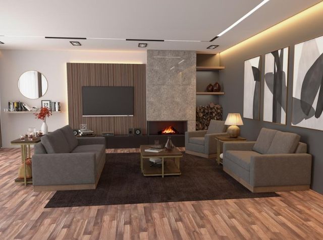 International Furniture Direct Georgia Gray Loveseat-1