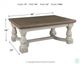 Signature Design by Ashley® Havalance Weathered Gray Coffee Table with Vintage White Base-1