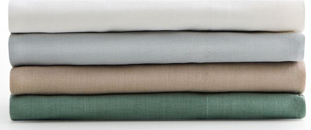 Malouf® Linen-Weave Cotton Fog Split Queen Sheets Set-4