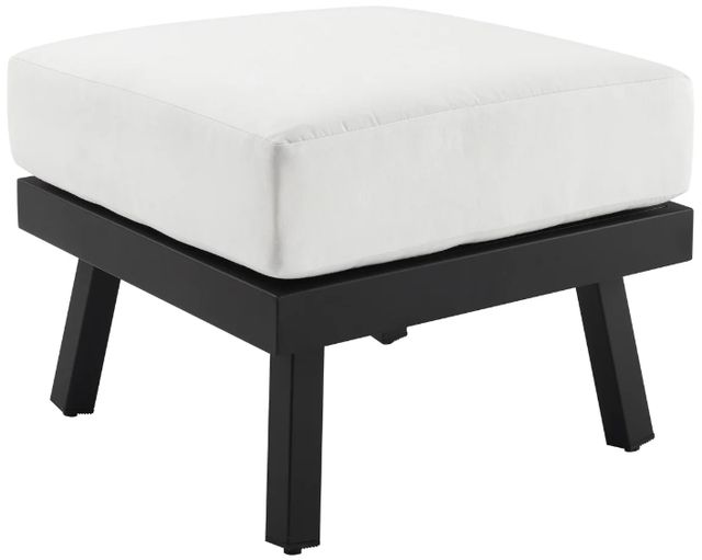 Linon Alora White/Black Aluminum/Fabric Outdoor Ottoman-0