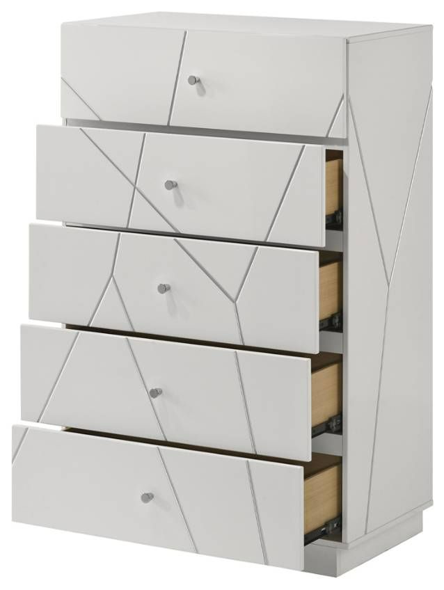ACME Furniture Esther White/Silver High Gloss Chest-4