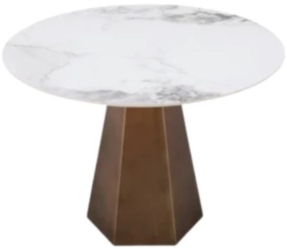 Modus Furniture Crossroads 2.0 Carmel Chanelle Top Round Dining Table with Bronze Base-1