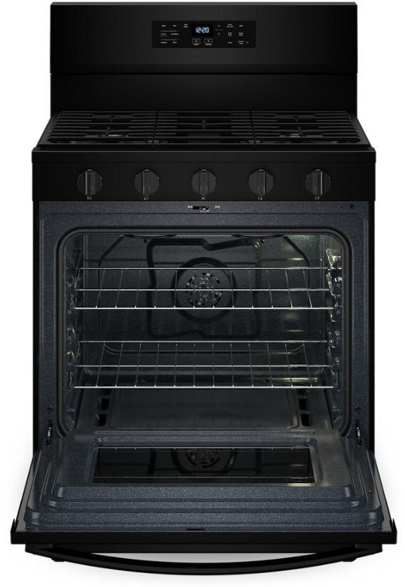 Whirlpool® 30" Black Freestanding Gas Range with Air Cooking Technology-1
