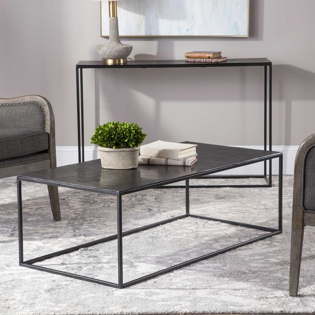 Uttermost® Coreene Antique Bronze Coffee Table with Aged Black Frame-2