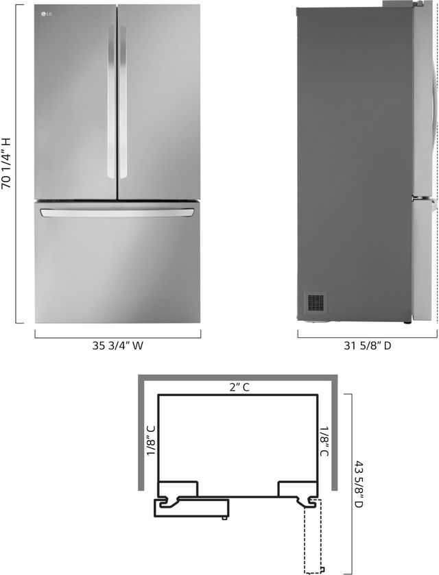 LG 36" 26.5 Cu. Ft. PrintProof™ Stainless Steel Smart Counter Depth French Door Refrigerator-6