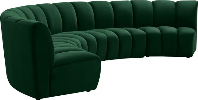 Meridian Furniture Infinity 5-Piece Green Velvet Modular Sectional-4