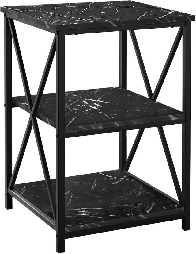 Monarch Specialties Inc. Black Marble 26"H Three Tier Accent Table-0