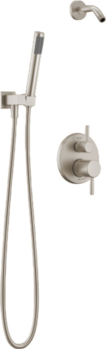 Delta Modern 14S Spotshield Brushed Nickel Single Handle Lever Less Head Shower Trim and Hand Shower-0