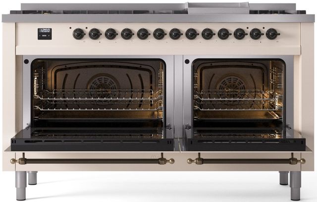 Ilve® Nostalgie II Series 60" Antique White Pro Style Dual Fuel Range-1